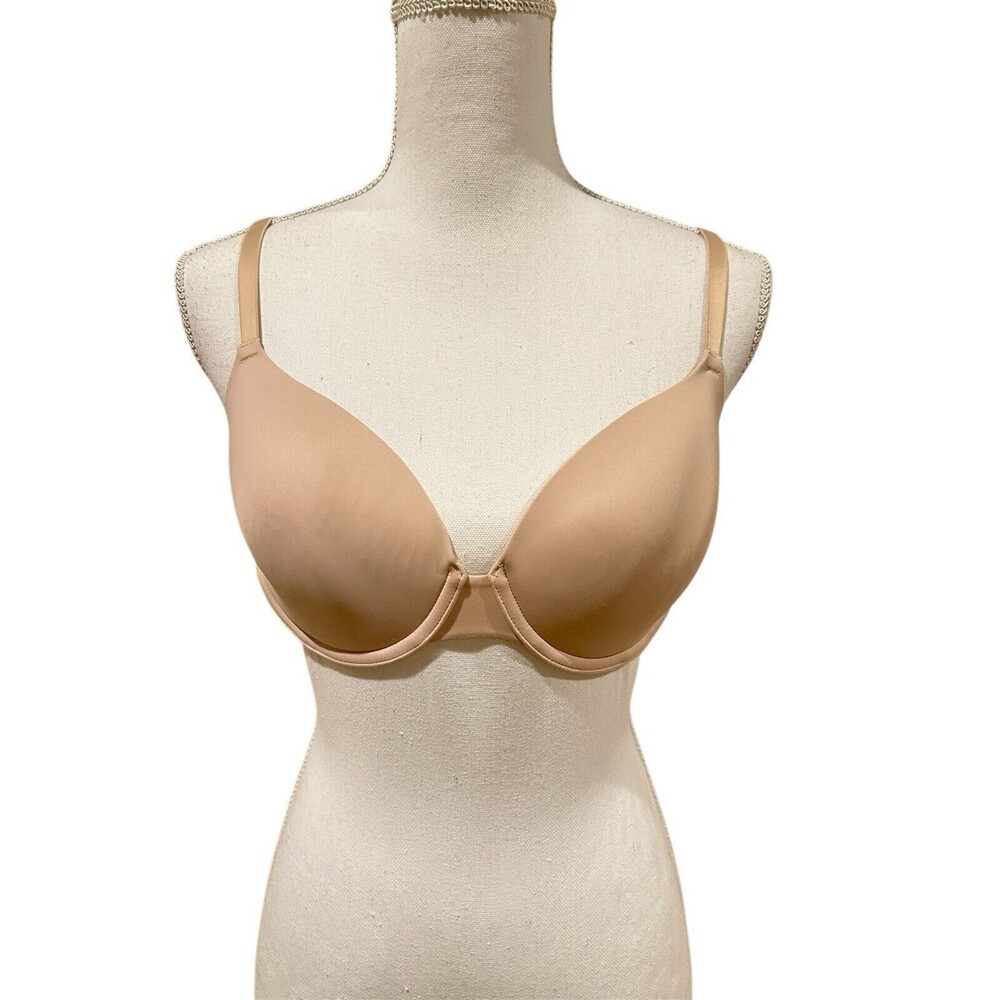 Pink Victoria's Secret 34D Bra Wear Everywhere T-Shirt Lightly Lined Beige